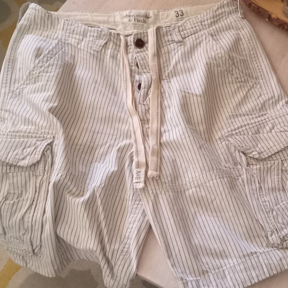 Abercrombie &fitch blue pinstripes heavy vintage cargo shorts